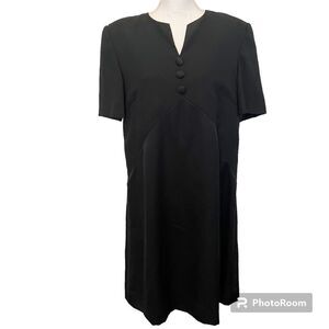 Carolina Herrera Studio Vintage 1990s Black Dress With Shoulder Pads Size 12